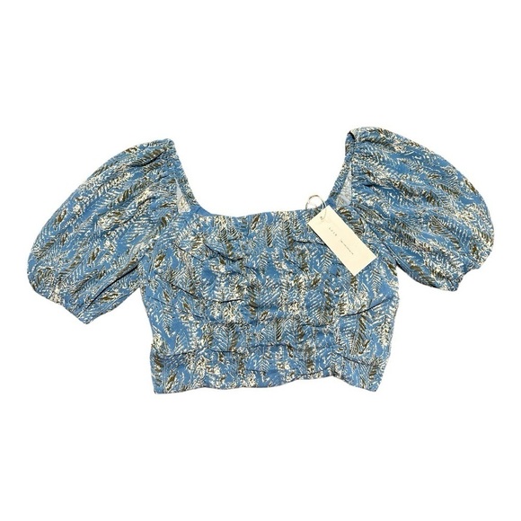 LUSH, NWT,CROP TOP. PUFF SLEEVES, SQUARE NECKLINE, RUCHED FRONT, BACK ZIP,SIZE S - Picture 1 of 5